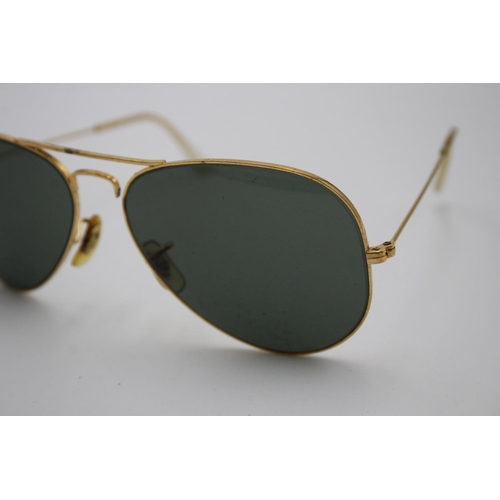 133 - Classic Vintage Gents BAUSCH & LOMB RAY-BAN Gold Tone Aviator SUNGLASSES Cased