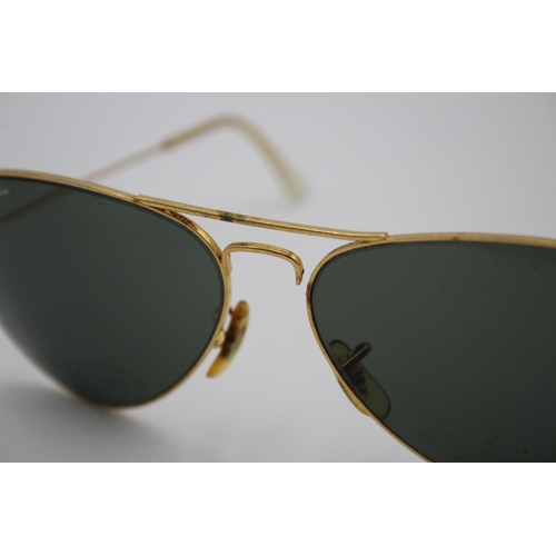 133 - Classic Vintage Gents BAUSCH & LOMB RAY-BAN Gold Tone Aviator SUNGLASSES Cased