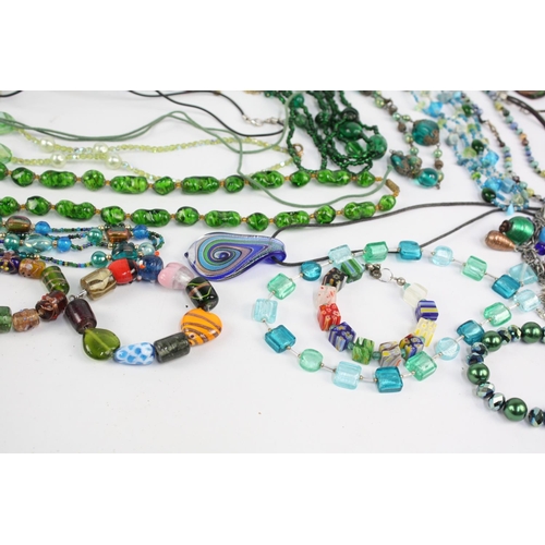 135 - 25 x GLASS JEWELLERY inc. Foiled, Swirled, Aurora, Kitsch Style, Necklaces