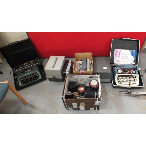 543 - JOBLOT OF VINTAGE TYPEWRITERS, PROJECTORS ETC