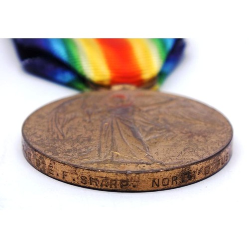 338 - WWI MEDALS TO SHARP NORTHUMBERLAND FUS