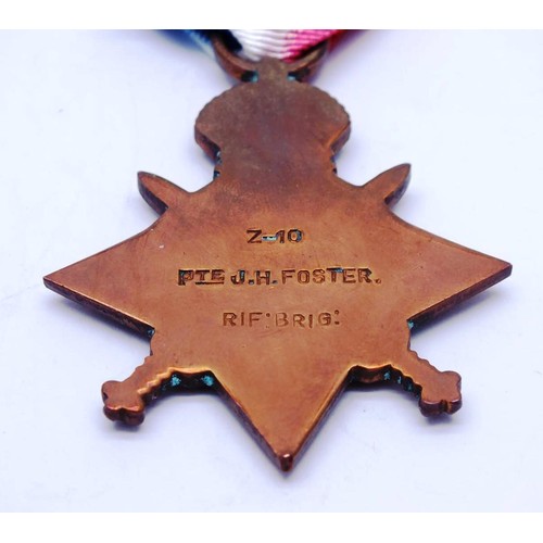 339 - 1915 STAR TO Z-10 FOSTER RIFLE BRIGADE KILLED 1915