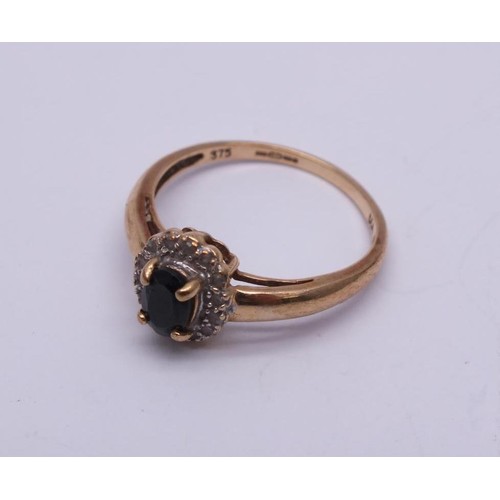 413 - 9ct GOLD WITH DIAMONDS RING 1.95g UK SIZE N