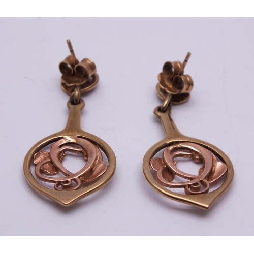 419 - CLOGAU WELSH GOLD 9ct EARRINGS 5.2g