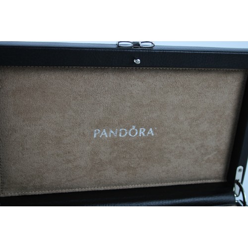 12 - PANDORA Black Leather Medium Sized JEWELLERY Box w/ Original Key