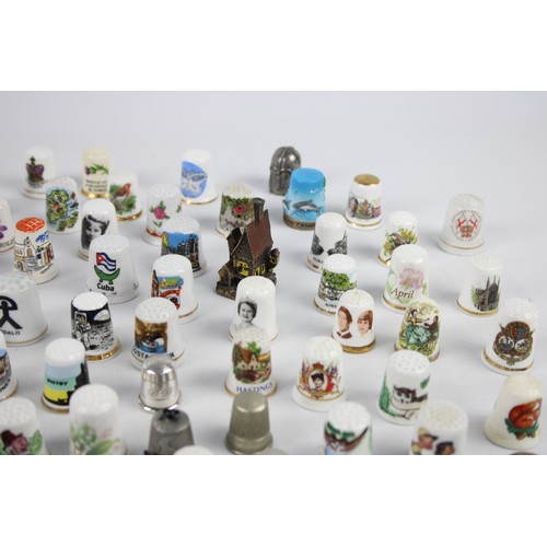 8 - 200+ x Assorted Vintage THIMBLES Inc Silver Plate, Porcelain, Souvenir Etc