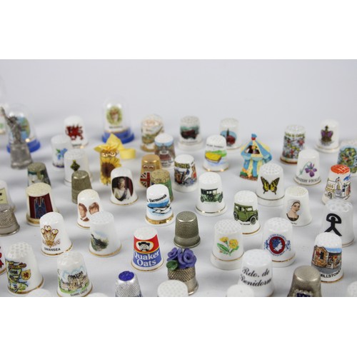 8 - 200+ x Assorted Vintage THIMBLES Inc Silver Plate, Porcelain, Souvenir Etc