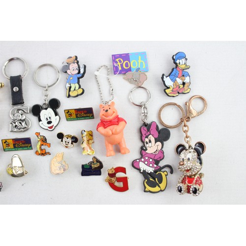 119 - 24 x Assorted DISNEY Badges & Keyrings Inc Vintage, Mickey Mouse, Euro Disney