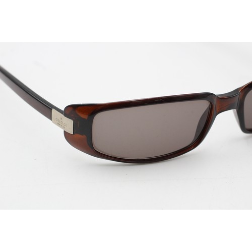 134 - Statement GUCCI Unisex Brown Rectangular Framed SUNGLASSES w/ Case