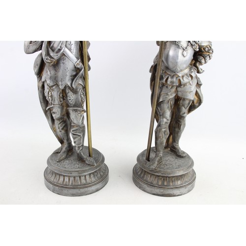 244 - 4 x Large Vintage Assorted Figure & Sculptures Inc Cromwellian, Greek, Spelter, Marble