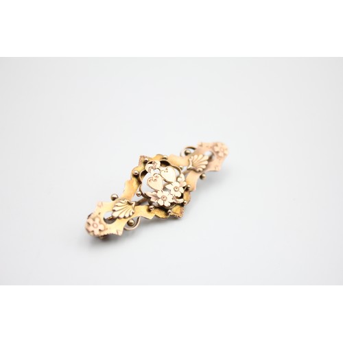 35 - Antique rose gold sweetheart bar brooch 2.1g (9ct)