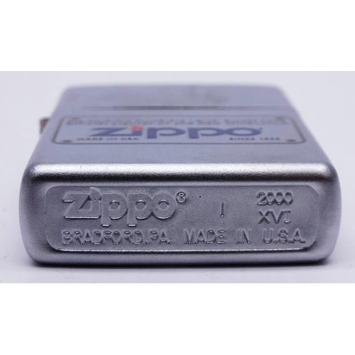 27 - 3 X ZIPPOS 
ZIPPO FOR REAL MOTIF I03
ZIPPO MOTIF 2000 XV1
ZIPPO LIMITED EDITION 132/500 ZIPPO SALUTE... 