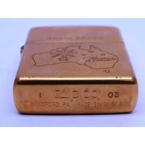 51 - 3 X ZIPPOS;
CHROME AUSTRALIA B04
SOLID BRASS AUSTRALIA I03
SOLID BRASS AUSTRALIA A04