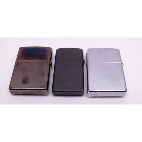 53 - 3 X ZIPPOS;
CHROME AUSTRALIA I03
MATTE BLACK AUSTRALIA KOALA
DARK CHROME AUSTRALIA C03