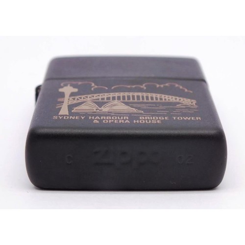 54 - 3 X ZIPPOS;
CHROME 'SYDNEY HARBOUR, BRODGE TOWER AND OPERA HOUSE' L02
MATTE BLACK 'SYDNEY HARBOUR, B... 