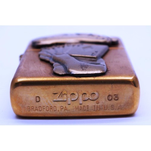 92 - BRASS ZIPPO - TRICK FULL HOUSE POKER HAND D 03