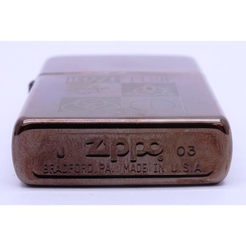 41 - THREE ZIPPOS;
MATTE BLACK LED ZEPPELIN
CHROME ROLLING STONES LICKS C03
DARK CHROME LED ZEPPELIN J03