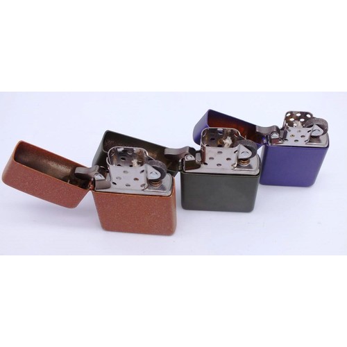 73 - THREE ZIPPOS;
MATTE GREEN-F03
SLIMLINE MATTE PURPLE K03
TERRACOTTA -I03