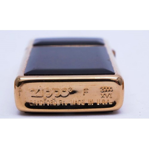 112 - THREE ZIPPOS;
SLIM LINE SOLID BRASS- J03
SLIM LINE RARE GOLD PLATED TORTOISE SHELL- 2000 F XVI
GOLD ... 