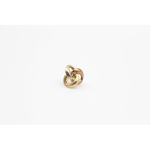 66 - 9ct white, rose and yellow gold knot earrings (boxed) (0.6g)