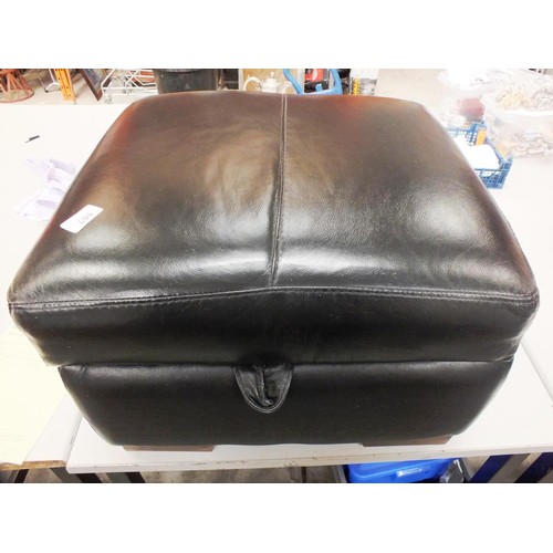 557 - BLACK LEATHER FOOTSTOOL/STORAGE BOX