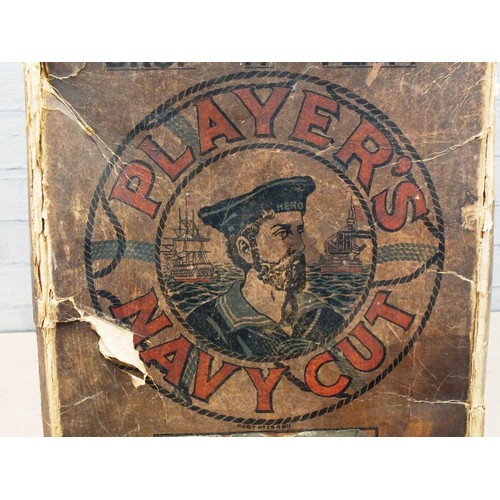 559 - ANTIQUE NAVY CUT CIGARETTES COMMERCIAL CARDBOARD SHIPPING BOX 19.5 inches x 12 inches