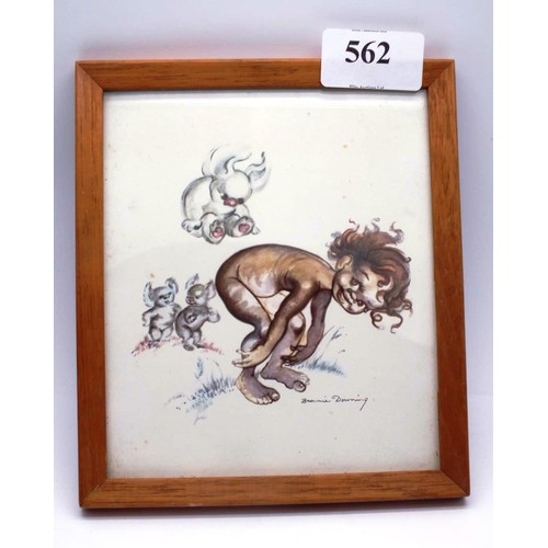 562 - VINTAGE FRAMED PRINT BY BROWNIE DOWNING 