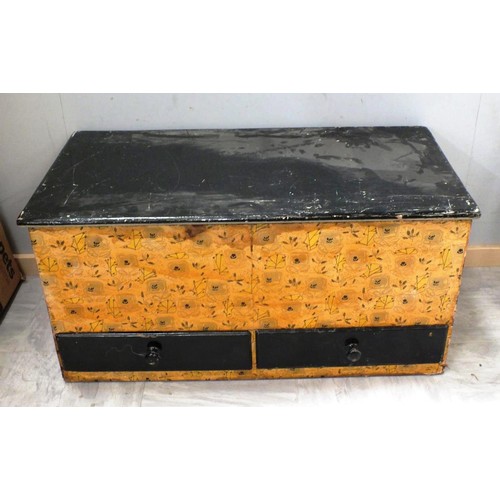 594 - VINTAGE BLANKET BOX WITH DRAWERS