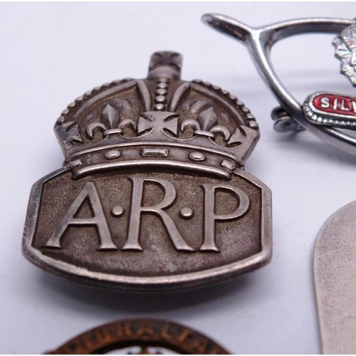 304 - SILVER A.R.P BADGE, SWEETHEART BROOCH, DOG TAG ETC