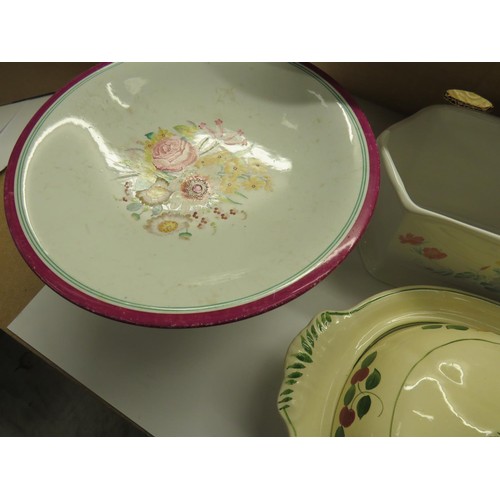 453 - TWO BOXES OF CERAMICS INCLUDES PLATES, TUREENS, CAKE STANDS ETC