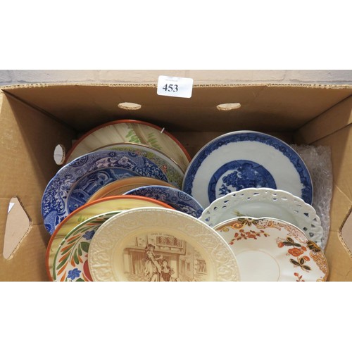 453 - TWO BOXES OF CERAMICS INCLUDES PLATES, TUREENS, CAKE STANDS ETC