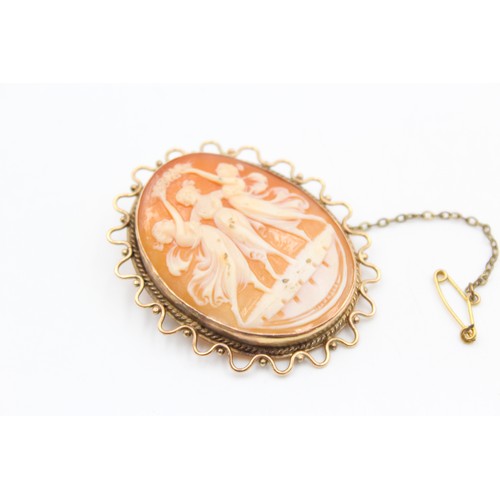 18 - Vintage 9ct Gold frame shell cameo brooch (12.3g)