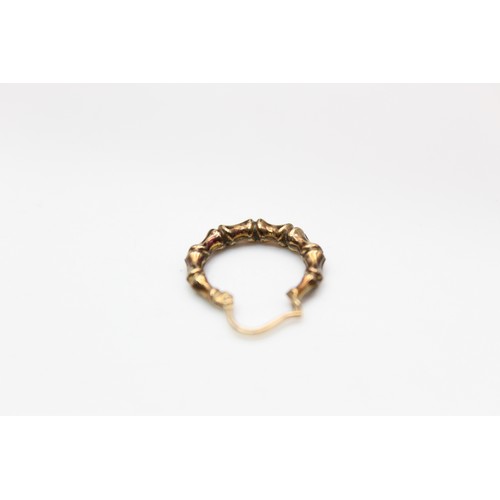 63 - 9ct Gold bamboo design hoop earrings (1.2g)