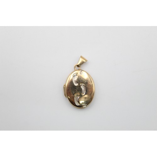 74 - 2 x 9ct Gold lockets inc. footprint motif (2.8g)