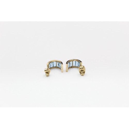 79 - 9ct Gold gemstone detail hoop earrings (1.3g)