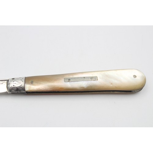 104 - Antique Hallmarked .925 STERLING SILVER Fruit Knife w Mother of Pearl Handle 30g