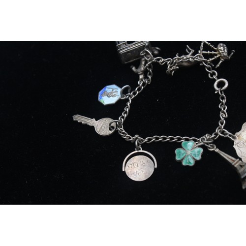 108 - 2 x .925 Sterling Silver CHARM BRACELET inc.Vintage Charms, St Christopher (47g)