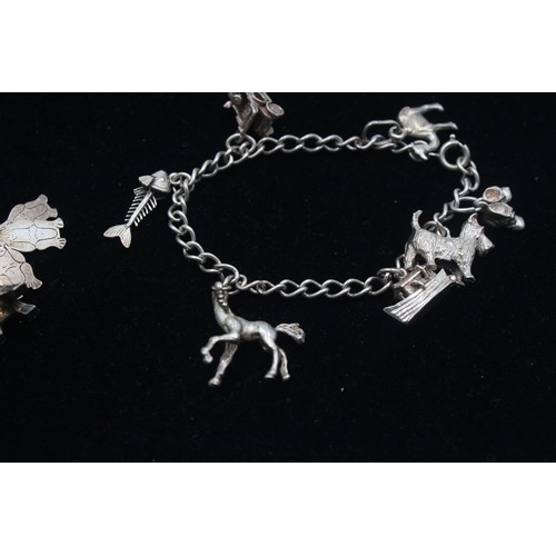 108 - 2 x .925 Sterling Silver CHARM BRACELET inc.Vintage Charms, St Christopher (47g)