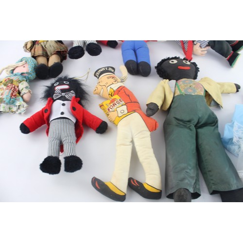 121 - 9 x Assorted Vintage Cloth / Rag Dolls Inc Sunny Jim, Felt, Wool, National Dress