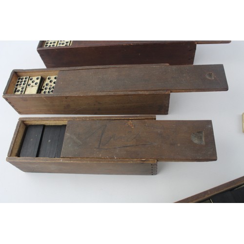 133 - 4 x Antique / Vintage Bone Dominoes Inc. Double 9, Ebony, Wooden Boxed, Etc