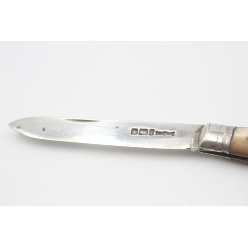 175 - Antique Hallmarked .925 STERLING SILVER Fruit Knife w Mother of Pearl Handle 34g