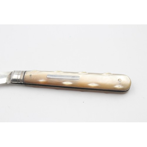 175 - Antique Hallmarked .925 STERLING SILVER Fruit Knife w Mother of Pearl Handle 34g