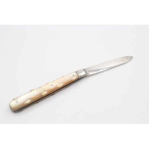 175 - Antique Hallmarked .925 STERLING SILVER Fruit Knife w Mother of Pearl Handle 34g