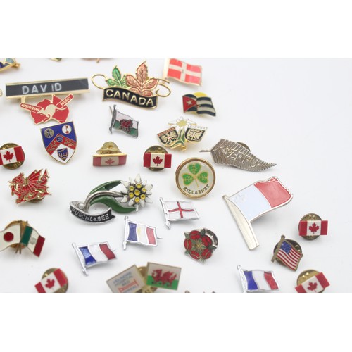 176 - 60 x Assorted Vintage FLAGS & PLACES Pin / Lapel Badges Inc Enamel Etc