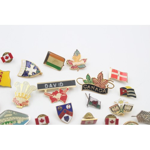 176 - 60 x Assorted Vintage FLAGS & PLACES Pin / Lapel Badges Inc Enamel Etc