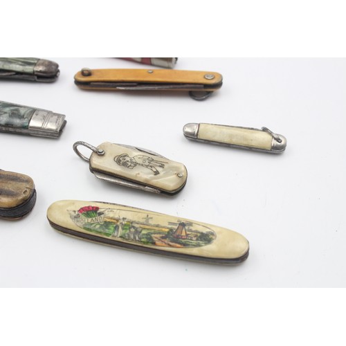 179 - 12 x Assorted POCKET KNIVES / TOOLS Inc Mop, Souvenir, Advertising Etc