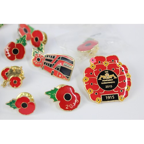 272 - 25 x Assorted POPPY Remembrance Badges / Brooches Inc Enamel, Boxed Etc