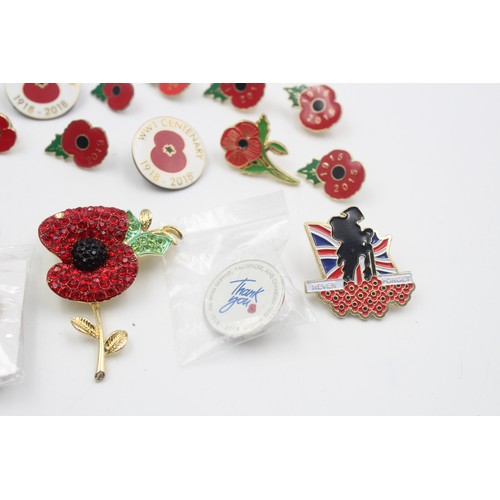 266 - 22 x Assorted POPPY Remembrance Badges / Brooches Inc Enamel, Boxed Etc