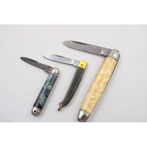 290 - 12 x Assorted POCKET KNIVES / TOOLS Inc Ivory, Bone, Miniature Etc