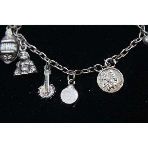 300 - .925 Sterling Silver CHARM BRACELET inc.Vintage Charms, St Christopher (20g)